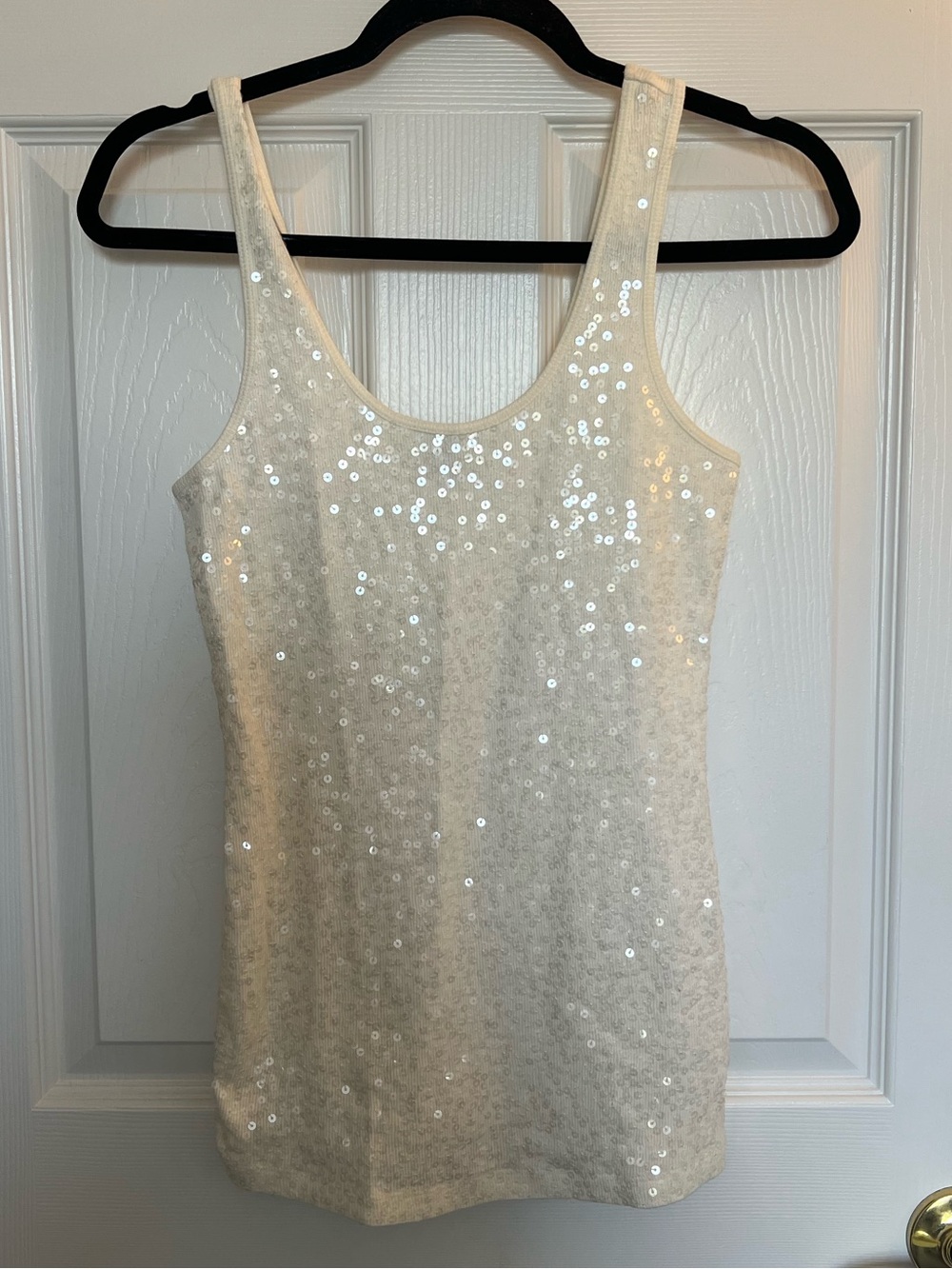 Express White Sequin Tank